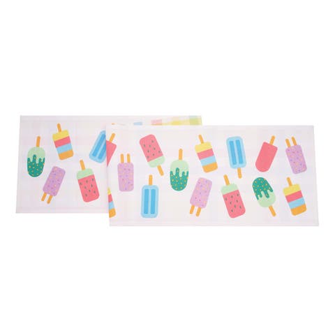 Popsicle Summer Reversible Graphic Print Machine Washable Table Runner 14" x 72"