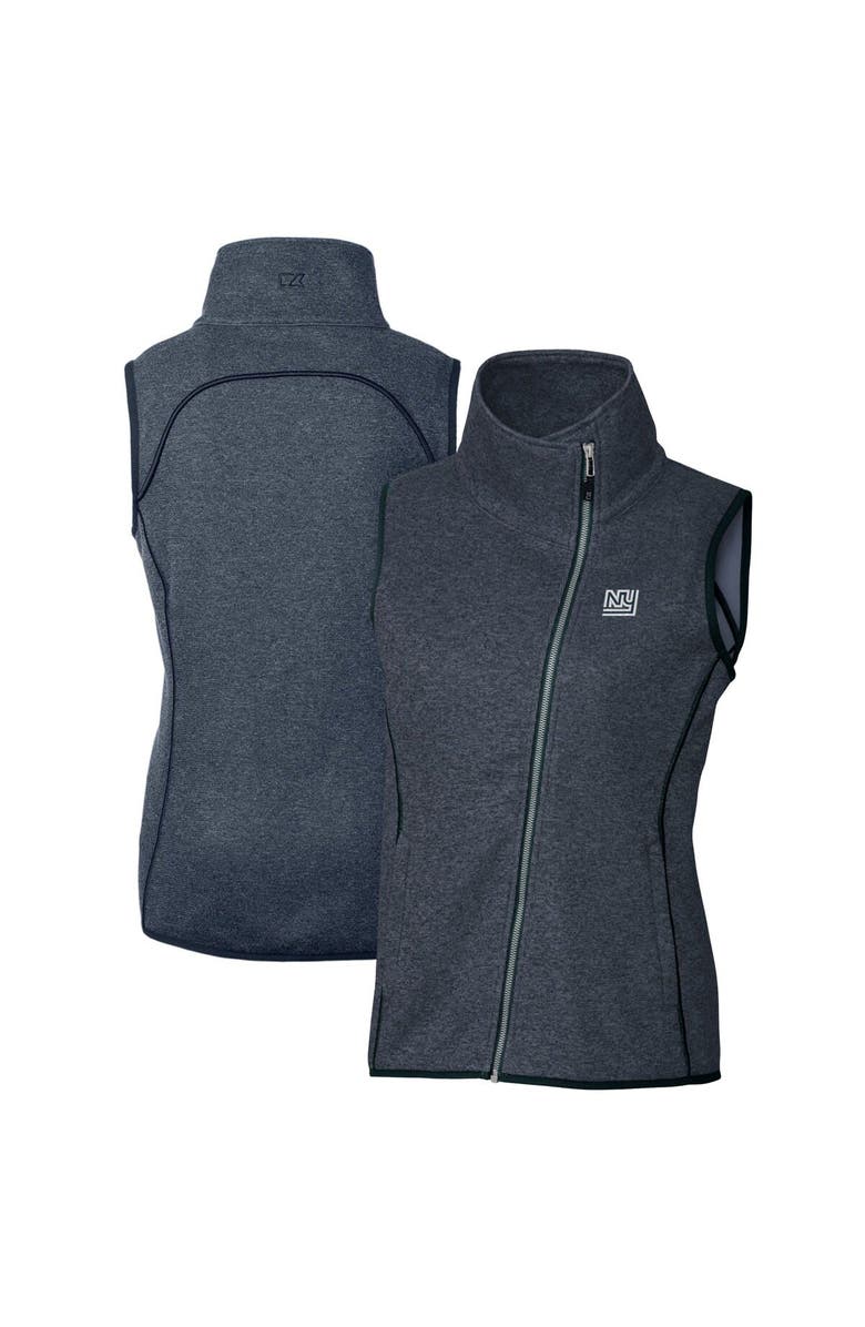 Cutter & Buck Women's Cutter & Buck Heather Navy New York Giants Throwback Logo Mainsail Full-Zip Vest, Main, color, 
