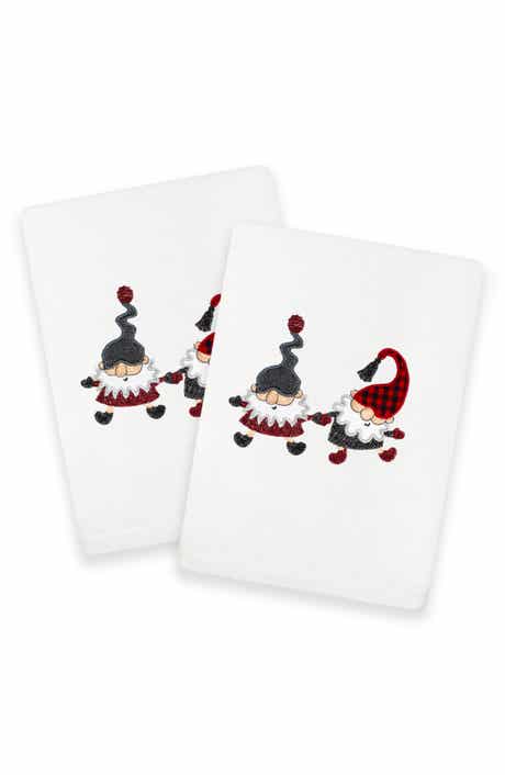 2-Piece Holiday Gnomes Turkish Cotton Hand Towel Set