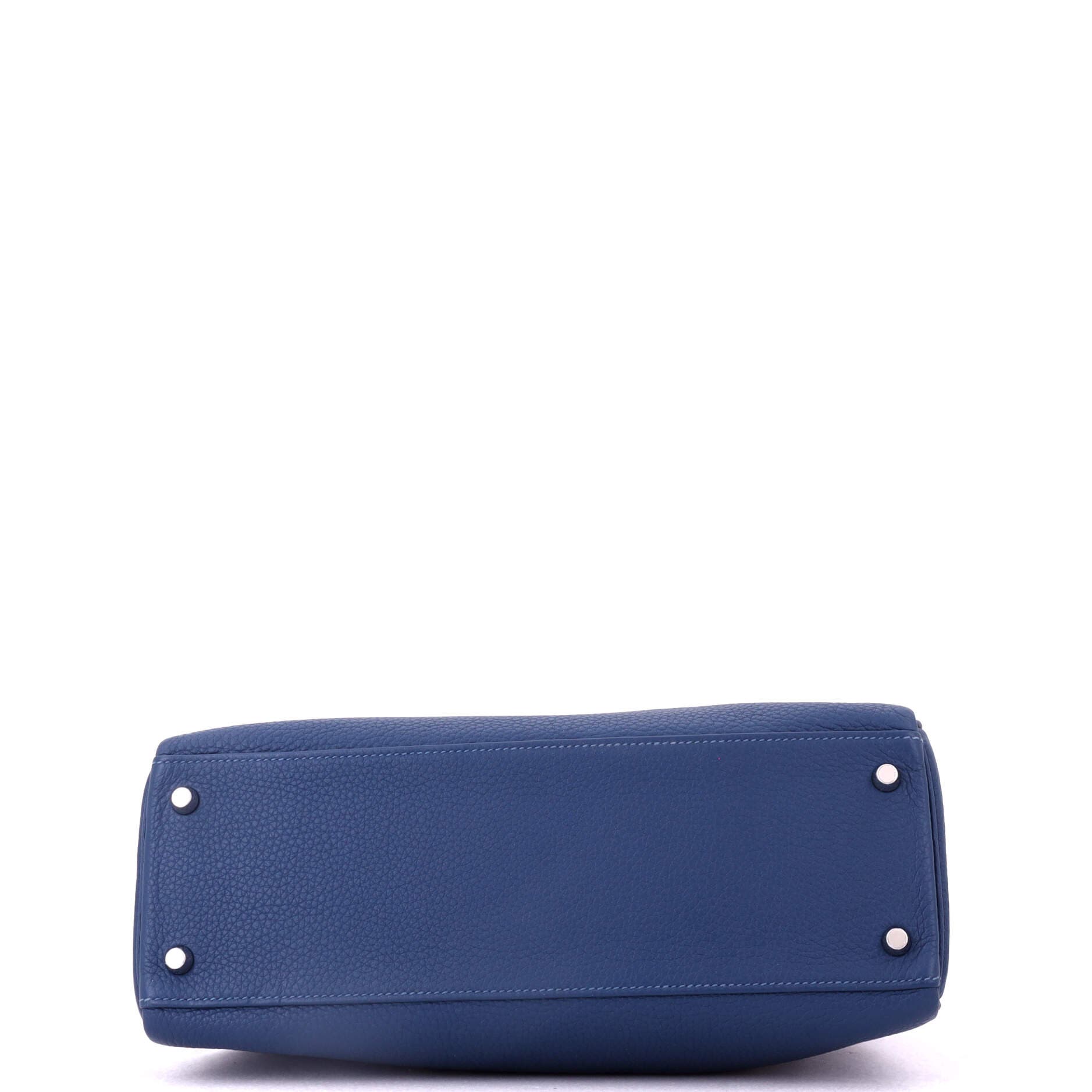 Pre-Owned Hermes Kelly Handbag Blue Togo with Palladium Hardware 32, Alternate, color, Deep Blue