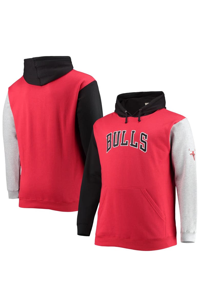 FANATICS Men's Fanatics Branded Red/Black Chicago Bulls Big & Tall Double Contrast Pullover Hoodie, Main, color,