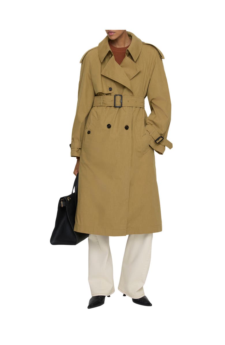 Burberry Long Canvas Fitzrovia Trench Coat with Warmer, Main, color, Lignum Brown