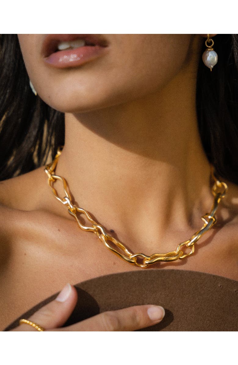 Ottoman Hands Etta Chain Necklace, Alternate, color, Brass