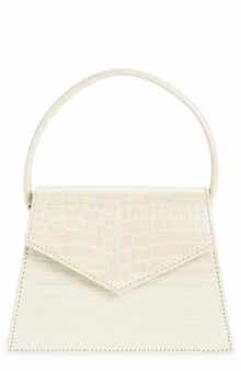 Anima Iris The Zaza Croc Embossed Leather Top Handle Bag