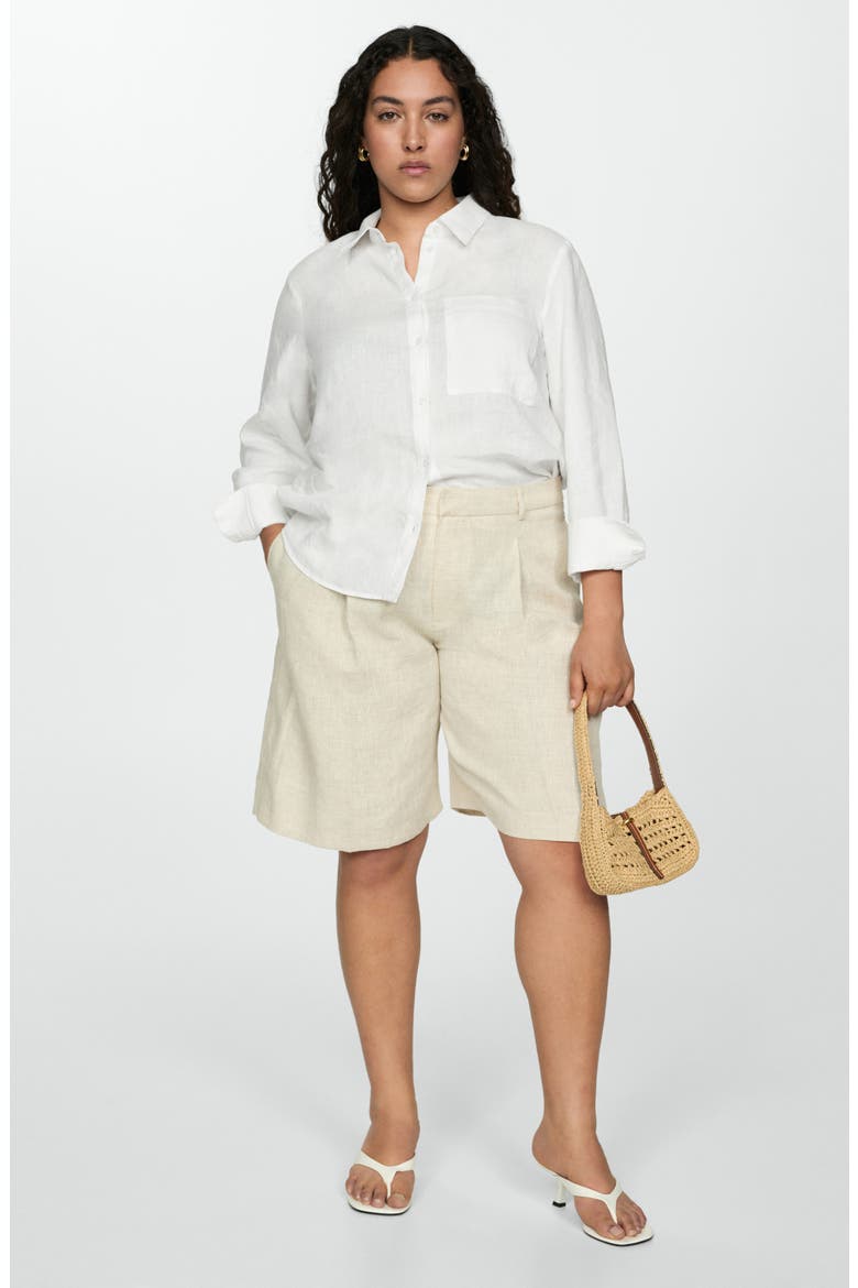Linen Button-Up Shirt, Alternate, color, OFF WHITE