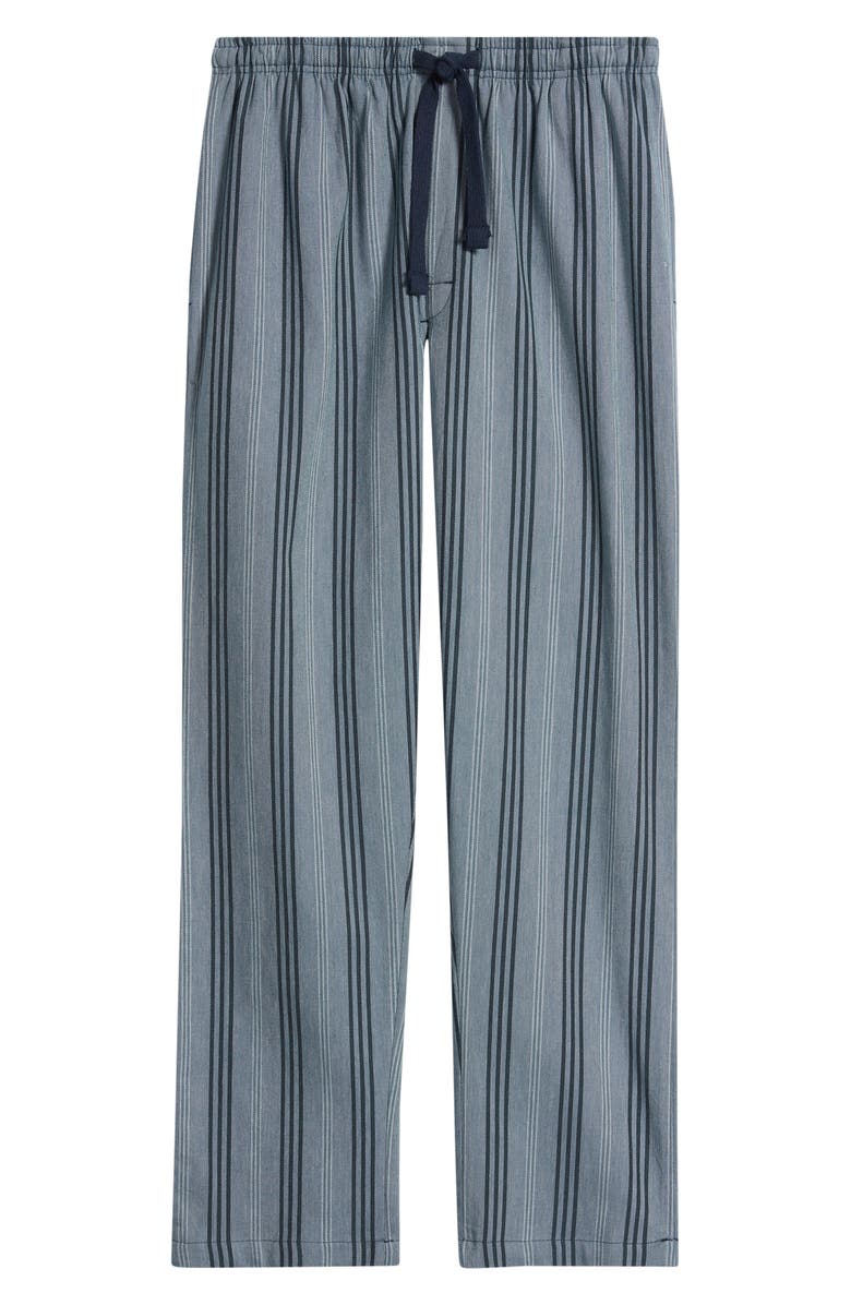 Majestic International Saltwater Stripe Woven Cotton Lounge Pants, Main, color, Denim Stripe