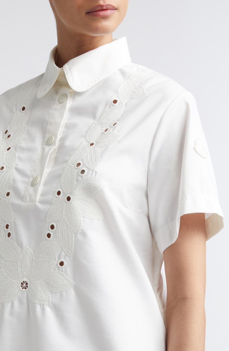 Moncler Eyelet Shift Dress, Alternate, color, White