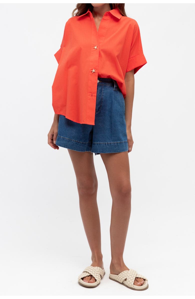 Label of Love Shell Button Shirt, Alternate, color, Tangerine
