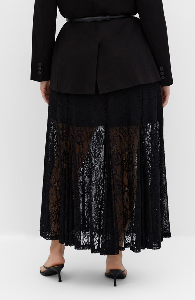 City Chic Lace Maxi Skirt, Alternate, color, Black