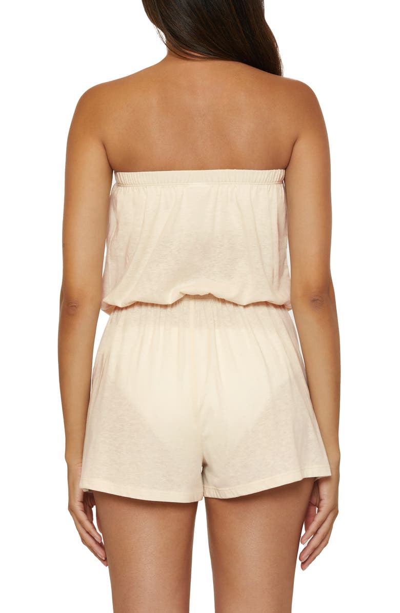 Lucky Brand Malaga Crochet Trim Strapless Cover-Up Romper, Alternate, color, 