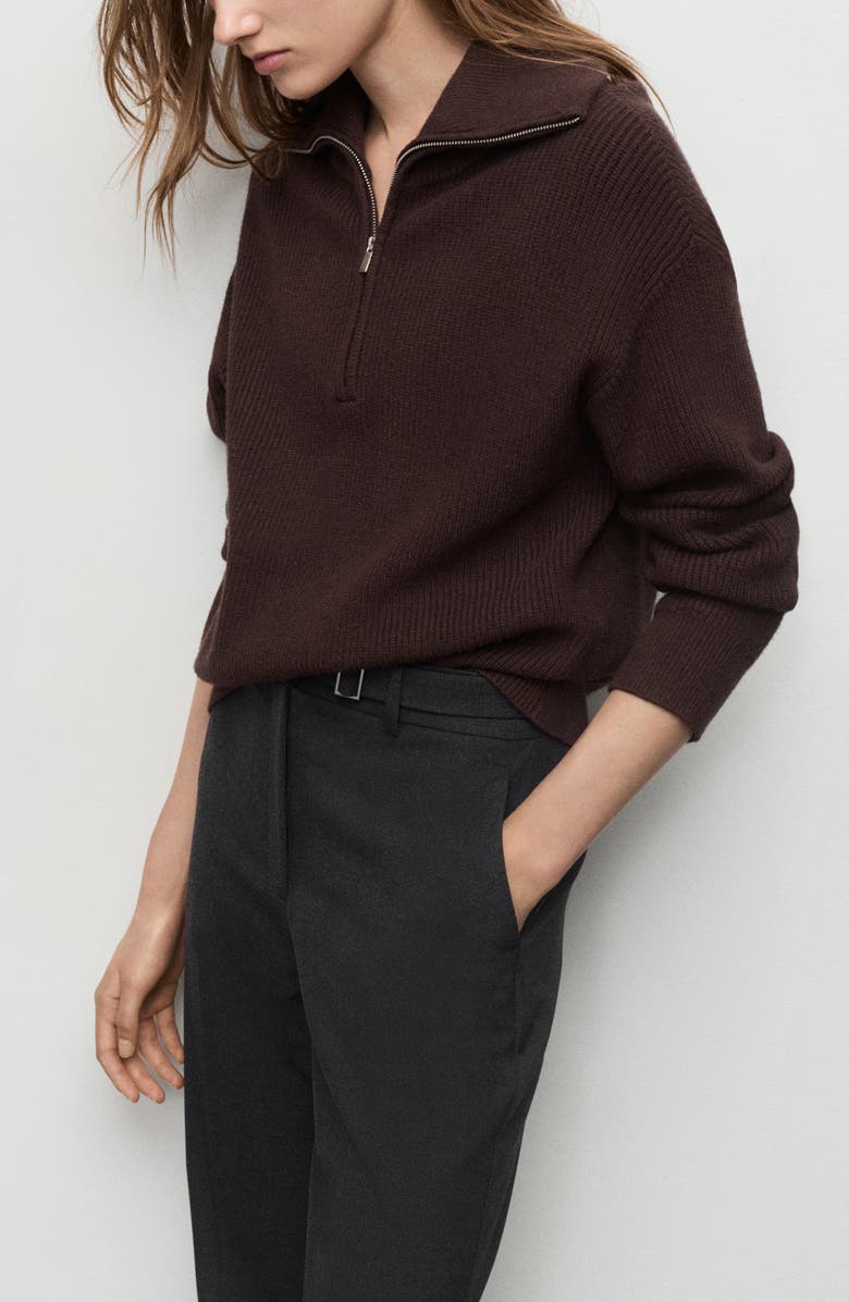 MANGO Belted Pleated Straight Leg Pants, Alternate, color, Grey