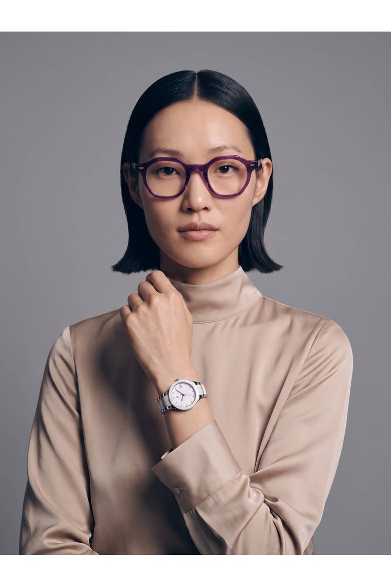 Petite Link Purple Reign Ceramic Bracelet Watch, 34MM, Alternate, color, White/Silver/ Purple