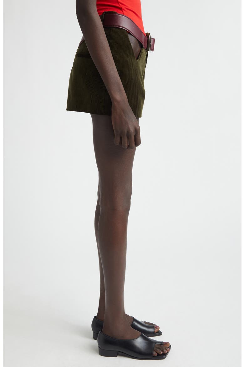 The Curved Belted Corduroy Shorts, Alternate, color, OLIVE GREEN