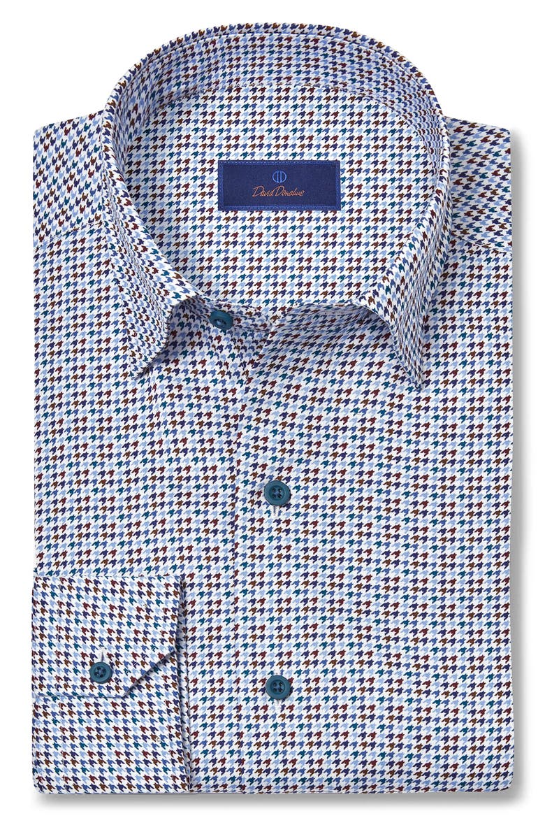 Houndstooth Print Sport Shirt, Alternate, color, BLUE/ MULTI