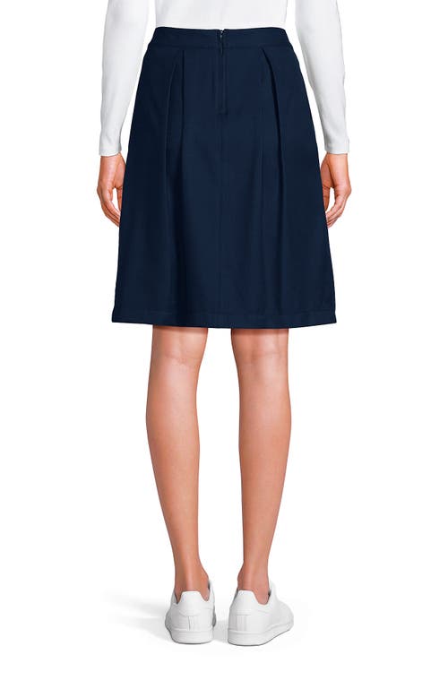 Lands' End School Uniform Solid Pleated Skort Top Of Knee In Blue