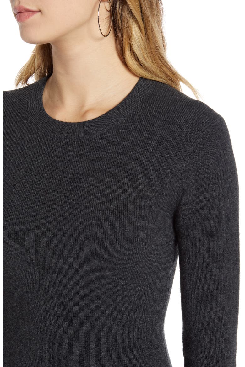 Crewneck Long Sleeve Sweater Dress, Alternate, color, GREY DARK HEATHER