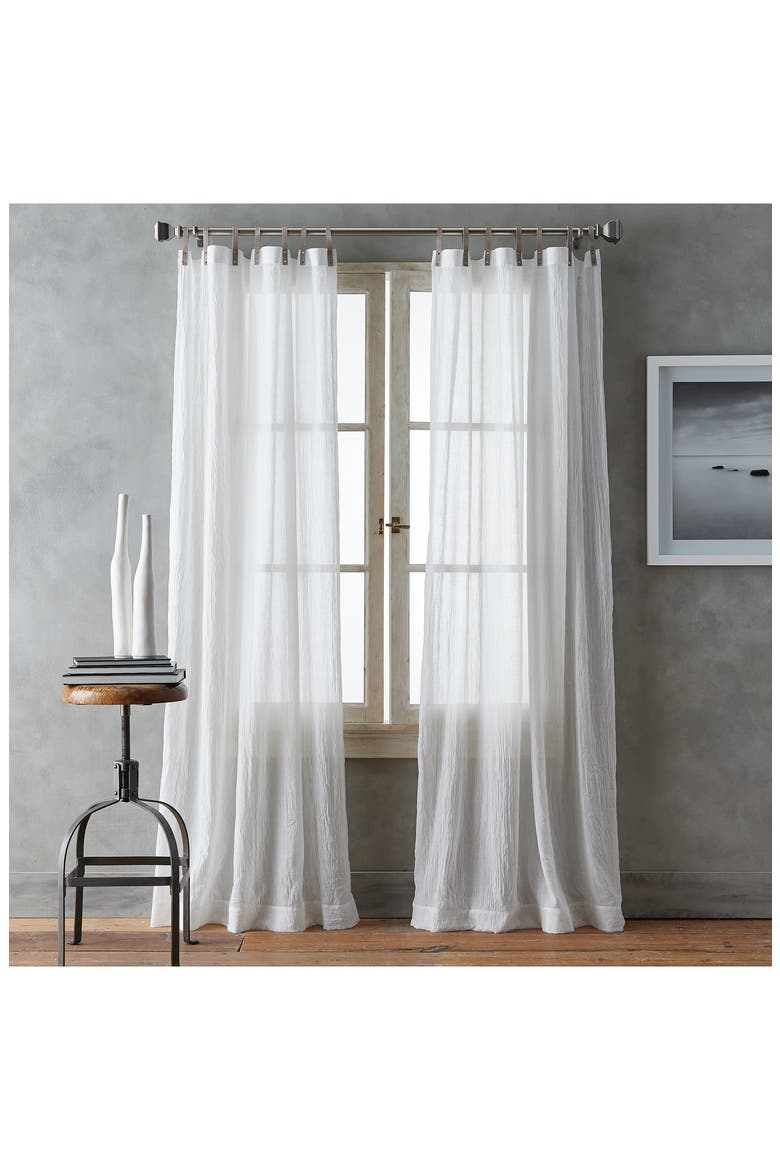 City Breeze Set of 2 Faux Leather Tab Curtain Panels, Alternate, color, WHITE