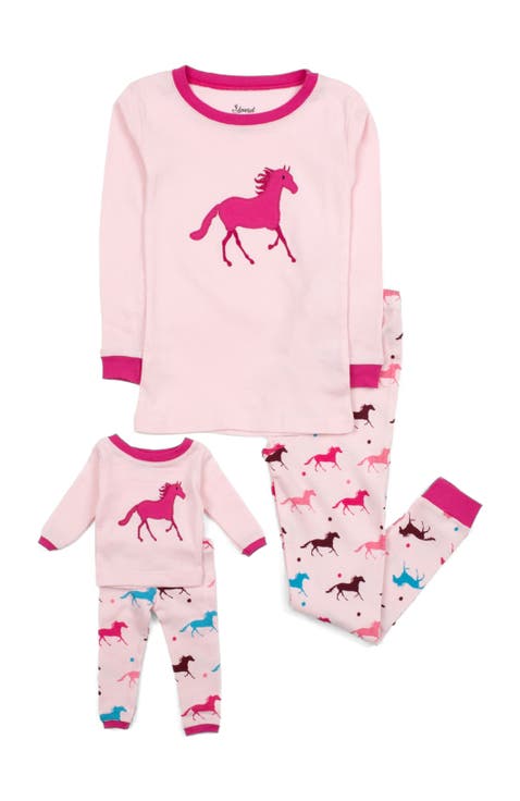 Girls Matching Doll Printed Cotton Pajamas, Fantasy & Character Prints (Toddler, Little Kid & Big Kid)