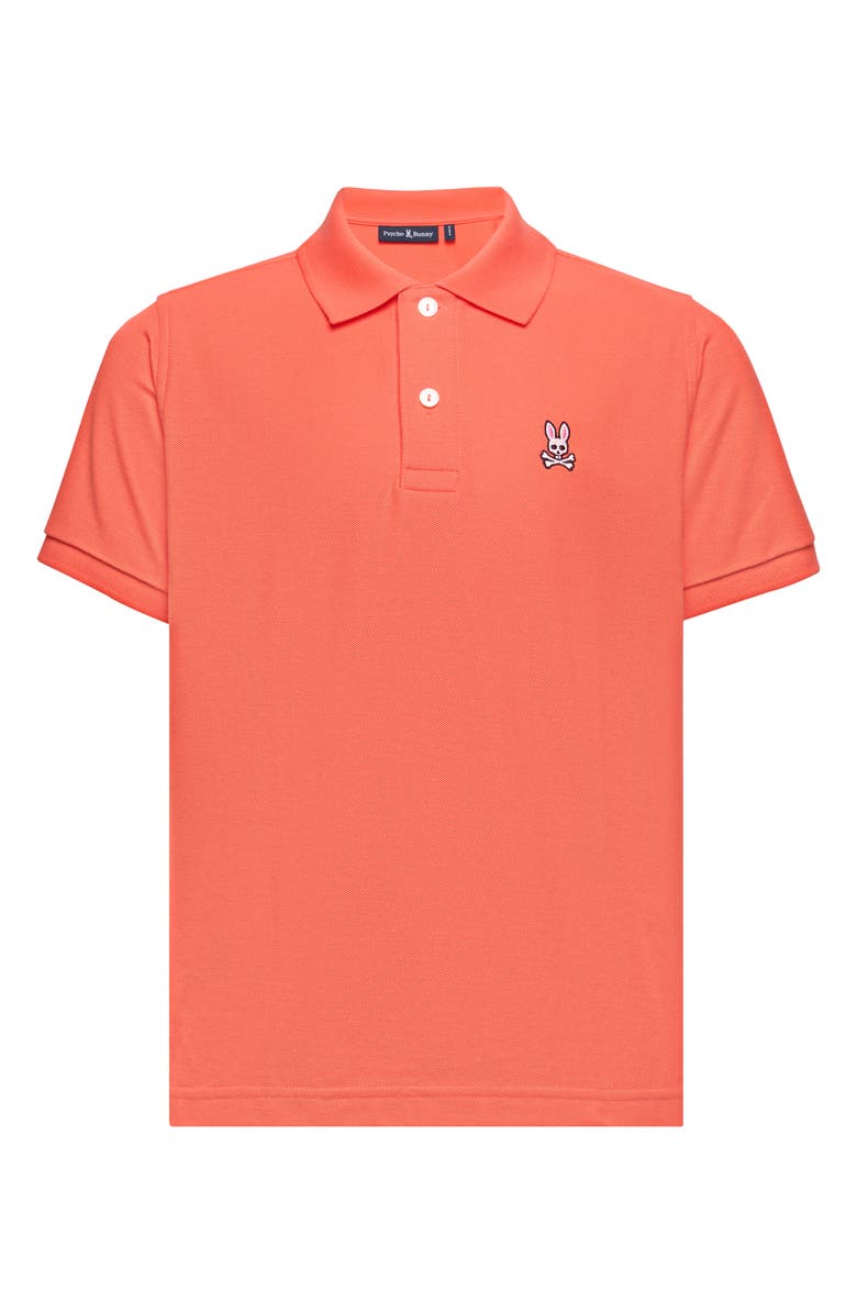 Psycho Bunny Kids' Cotton Piqué Polo, Main, color, Hot Coral