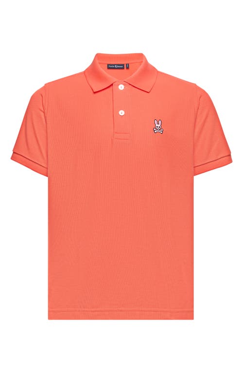 Psycho Bunny Kids' Cotton Piqué Polo In Hot Coral