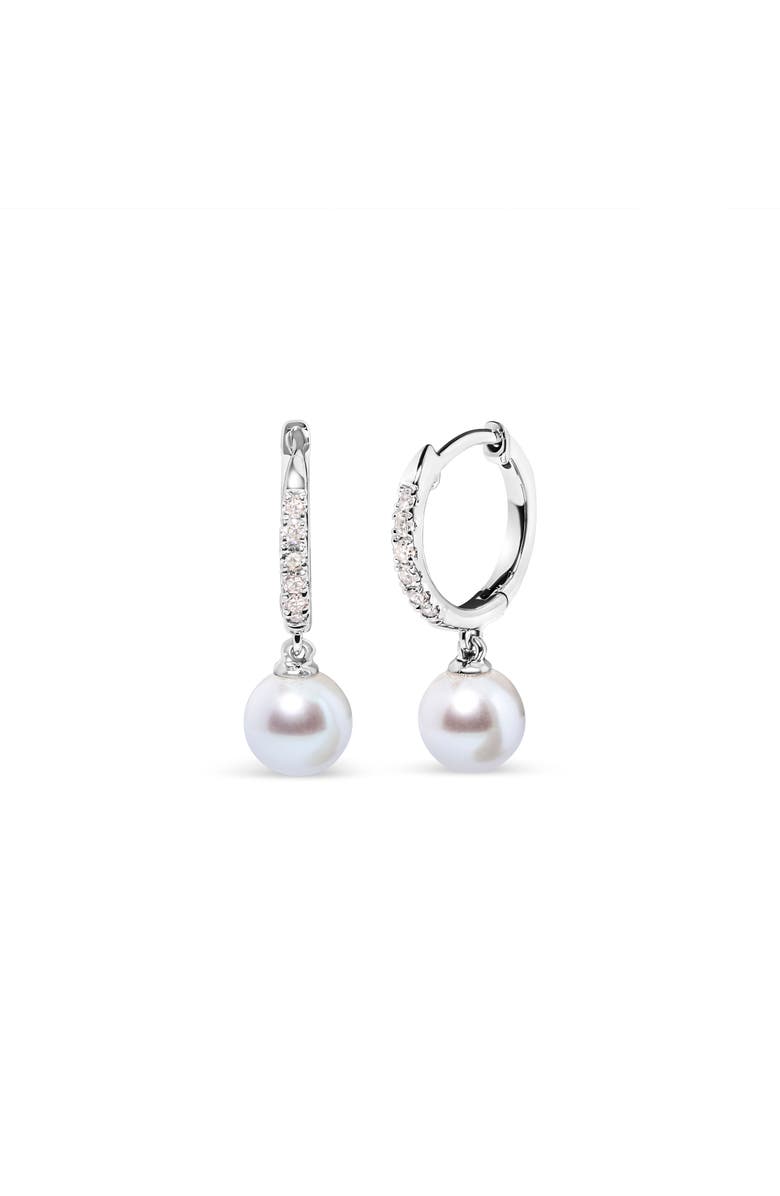 Haus of Brilliance 10K White Gold Cultured Freshwater Pearl and Diamond Accent Drop Earring, Alternate, color, White