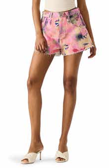 Steve Madden Damiani Floral High Waist Denim Shorts
