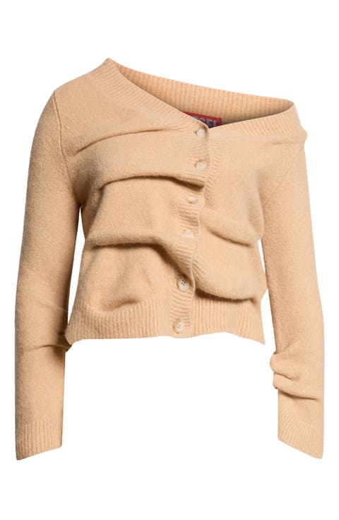 M-Ava Asymmetric Off the Shoulder Cardigan