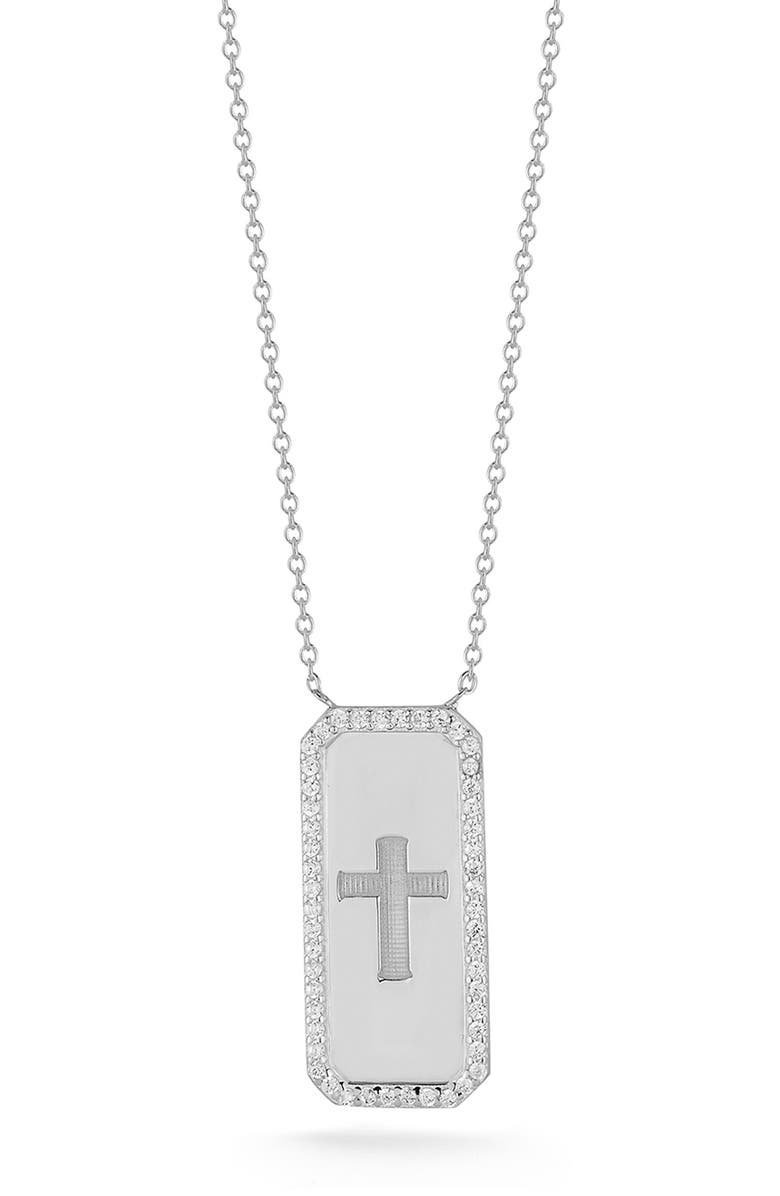 GLAZE JEWELRY Sterling Silver Cross Necklace, Main, color, Silver