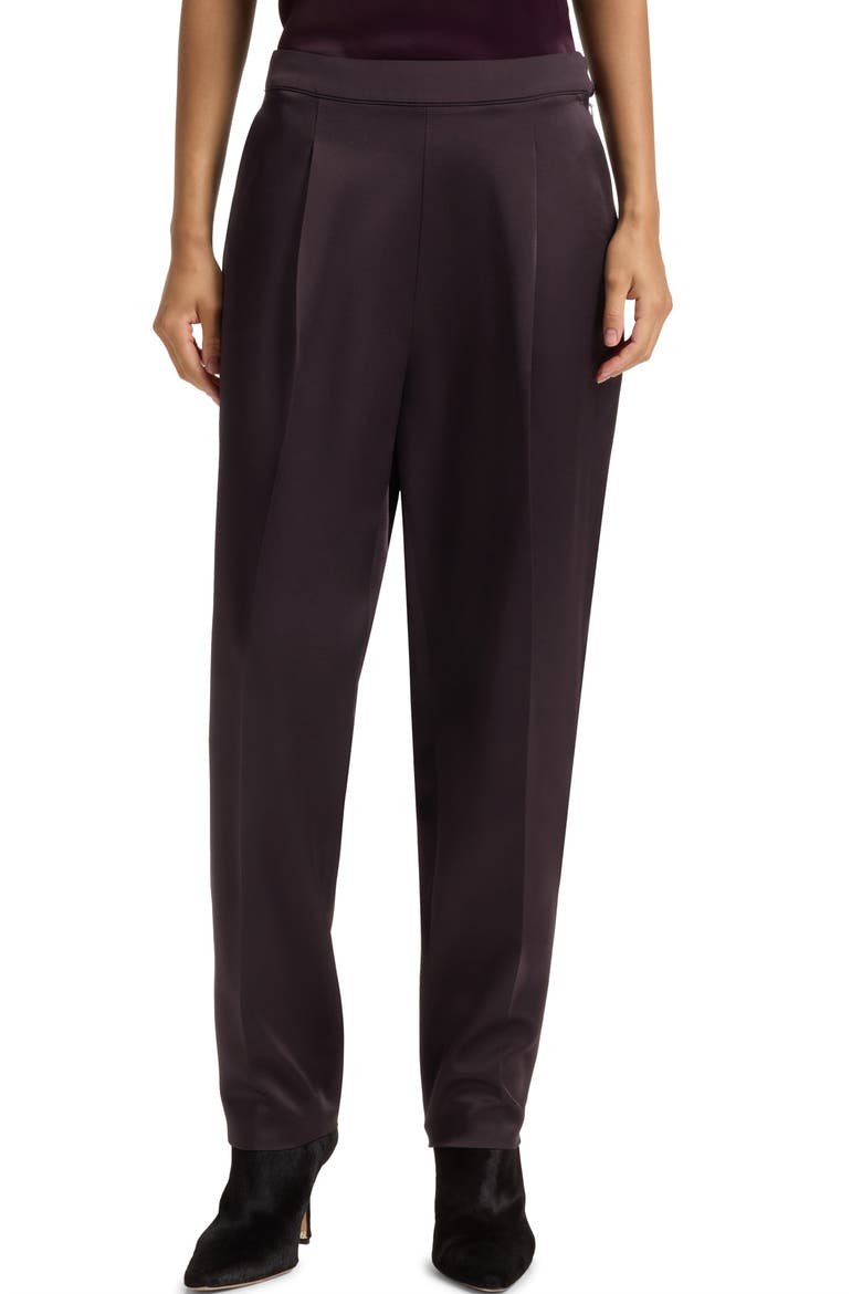 Takerana Pleated Tapered Straight Leg Pants, Main, color, DARK CARMINE