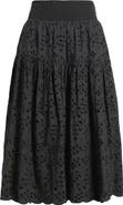 Caslon® Smocked Waist Eyelet Midi Skirt