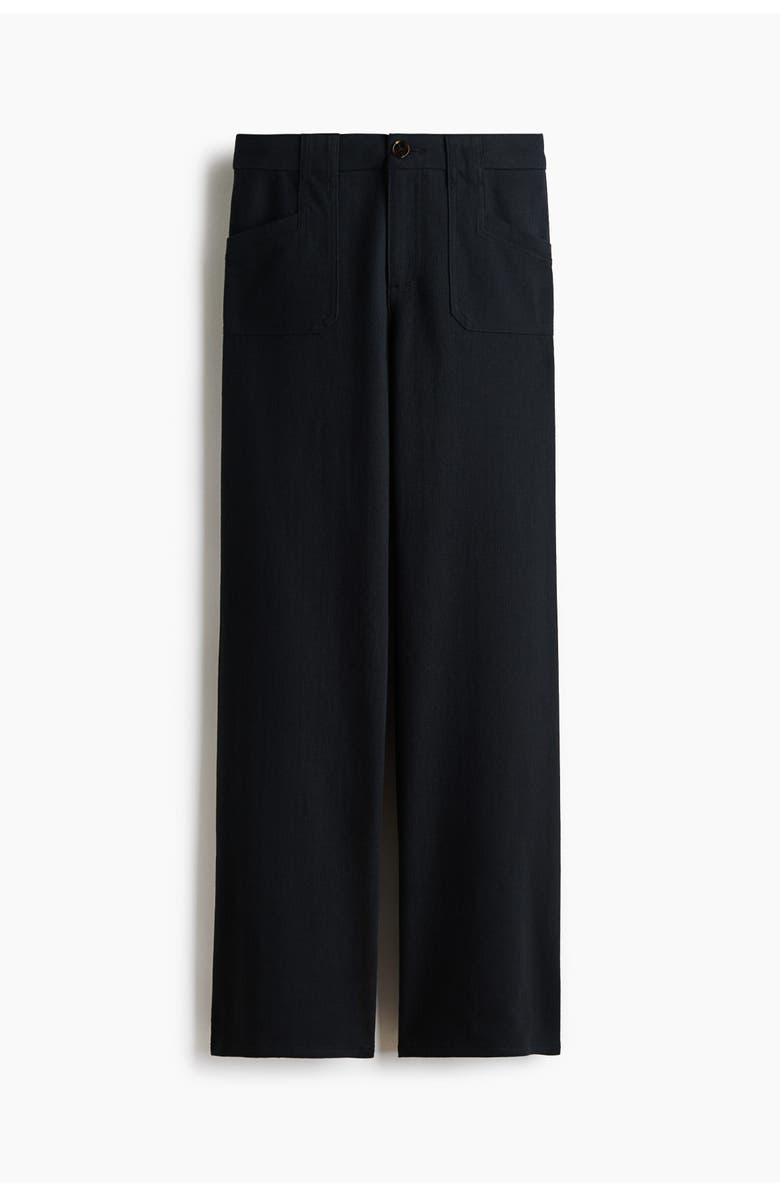 H&M Wide Twill Trousers, Alternate, color, Black