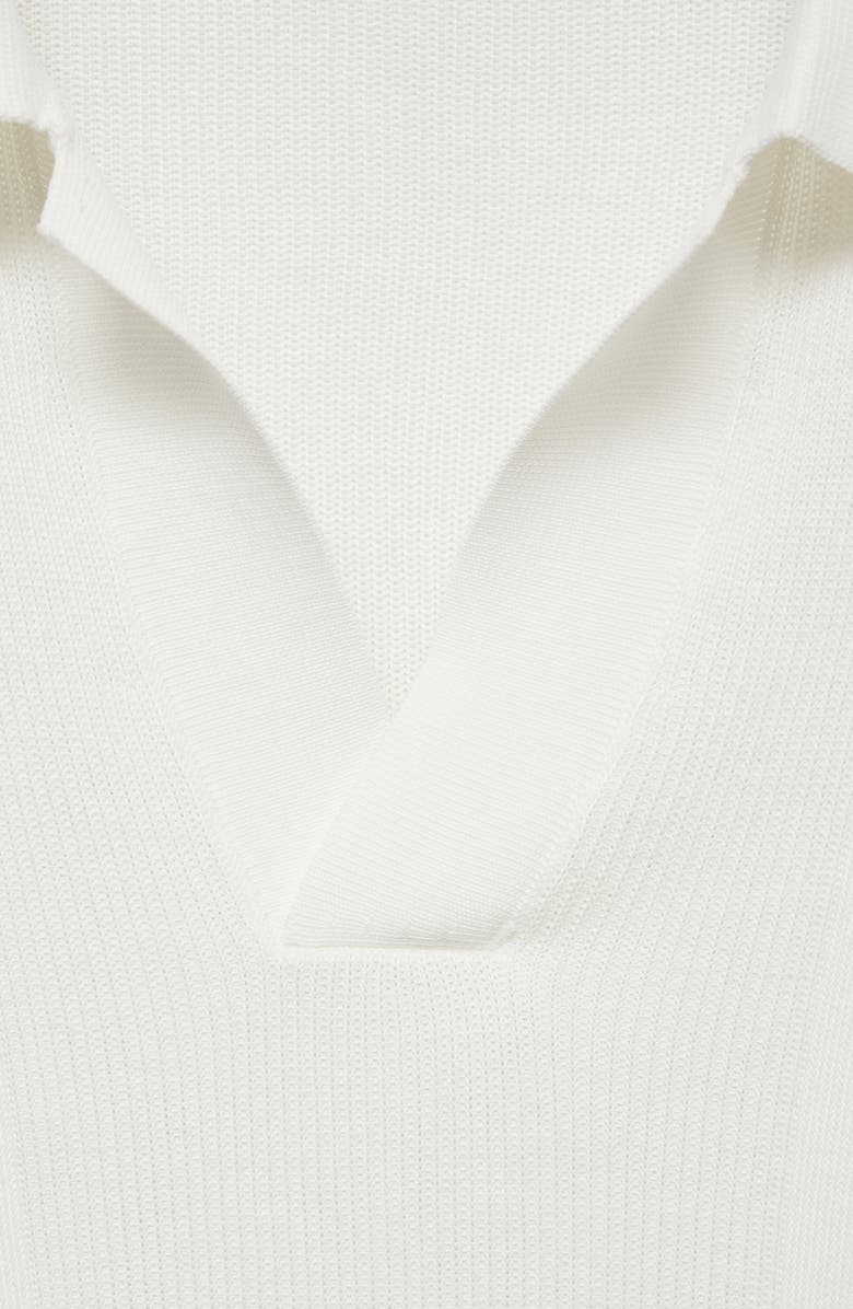 MANGO Stripe Rib Knit Polo, Alternate, color, Off White