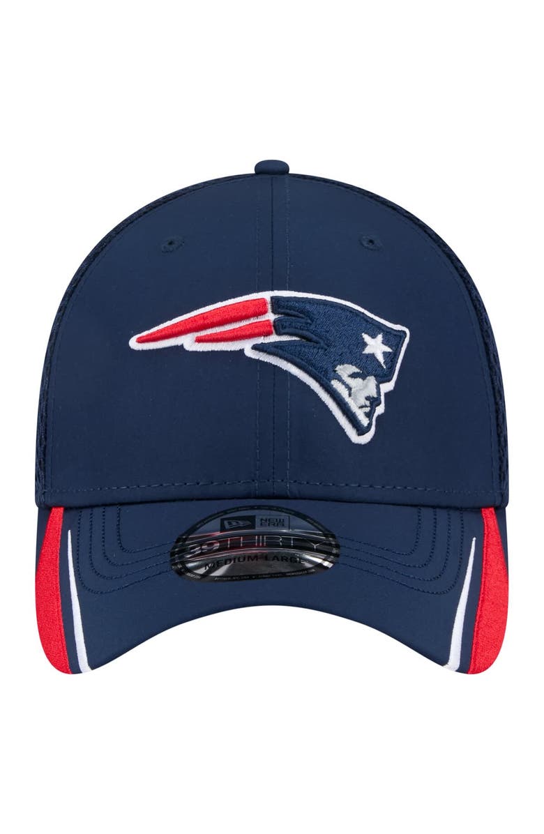 New Era Men's New Era Navy New England Patriots Game Day Linear 39THIRTY Flex Hat, Alternate, color,