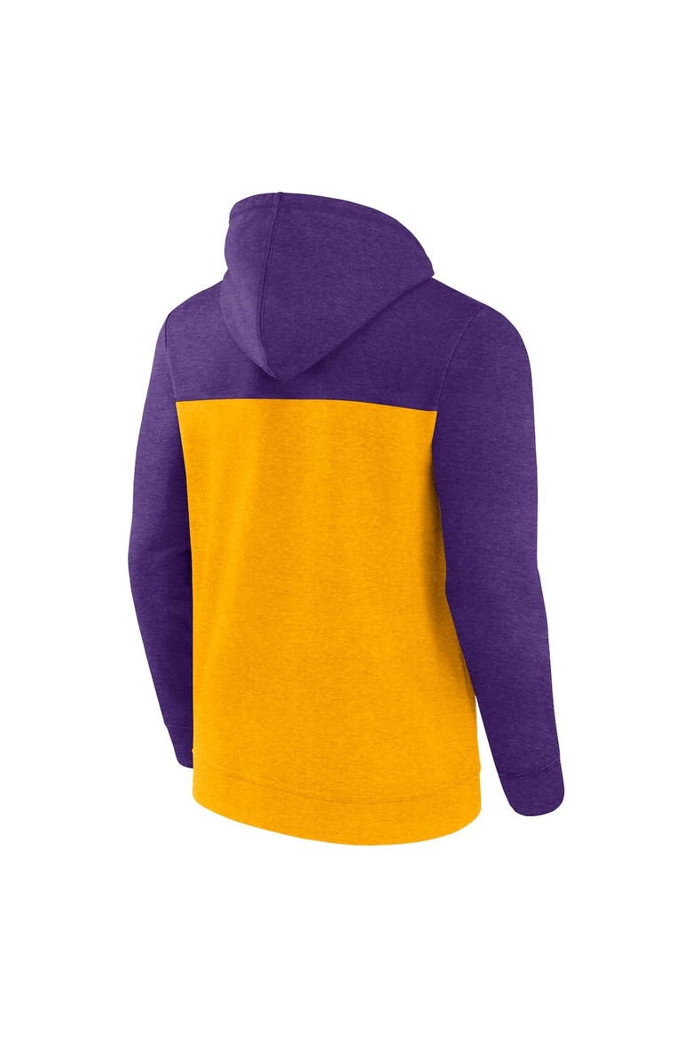 Men's Fanatics Branded Gold/Heather Purple Los Angeles Lakers Down and Distance Full-Zip Hoodie, Alternate, color, Gold
