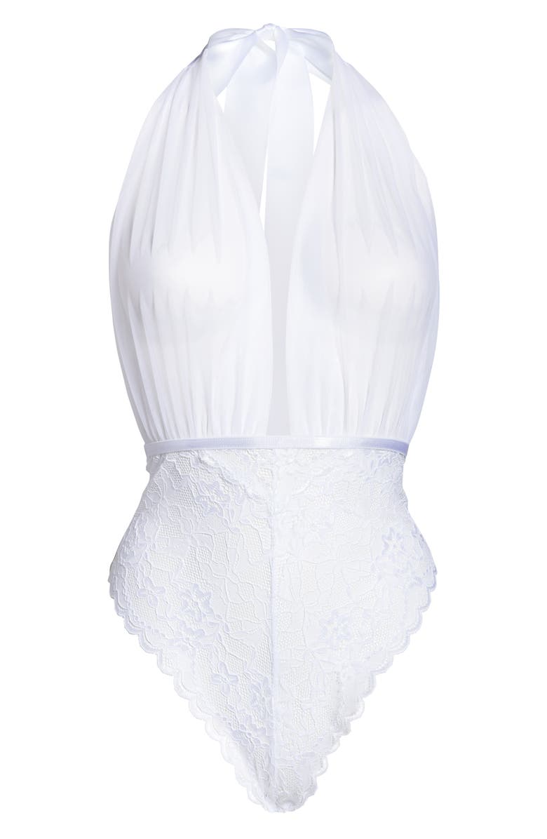 Oh La La Cheri Aria Mesh Plunge Halter Teddy, Alternate, color, 