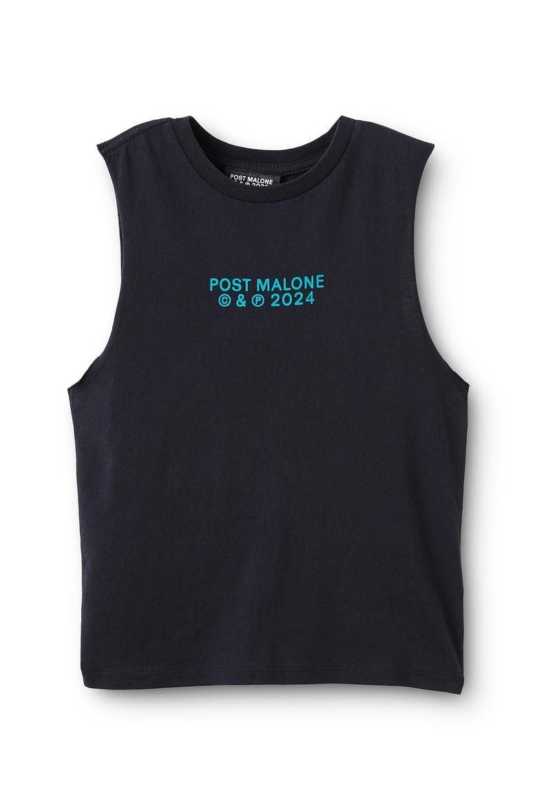 Kid's License Muscle Tank, Main, color, Black Wash Post Malone Sign