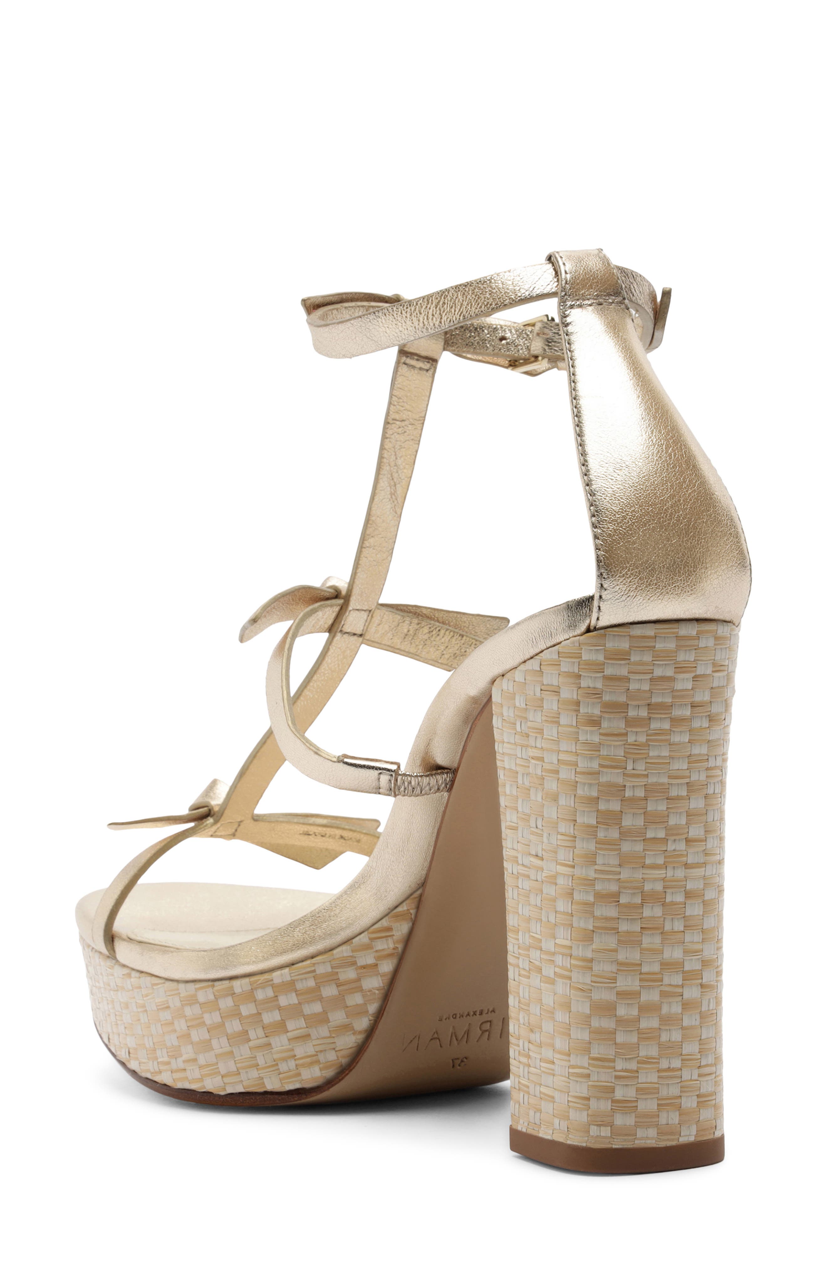 Alexandre Birman Slim Lolita Raffia Platform Sandal, Alternate, color, Golden