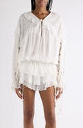 Isabel Marant Nowana Drawstring Cotton & Silk Eyelet Top
