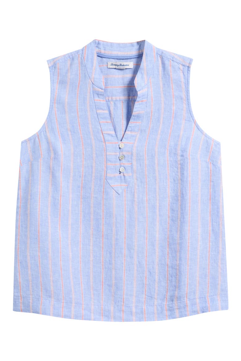Sea Salt Stripe Sleeveless Linen Top, Main, color, GRAPE POOLS
