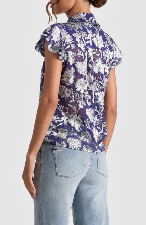 Alice And Olivia Martel Flutter-sleeve Blouse In Multi