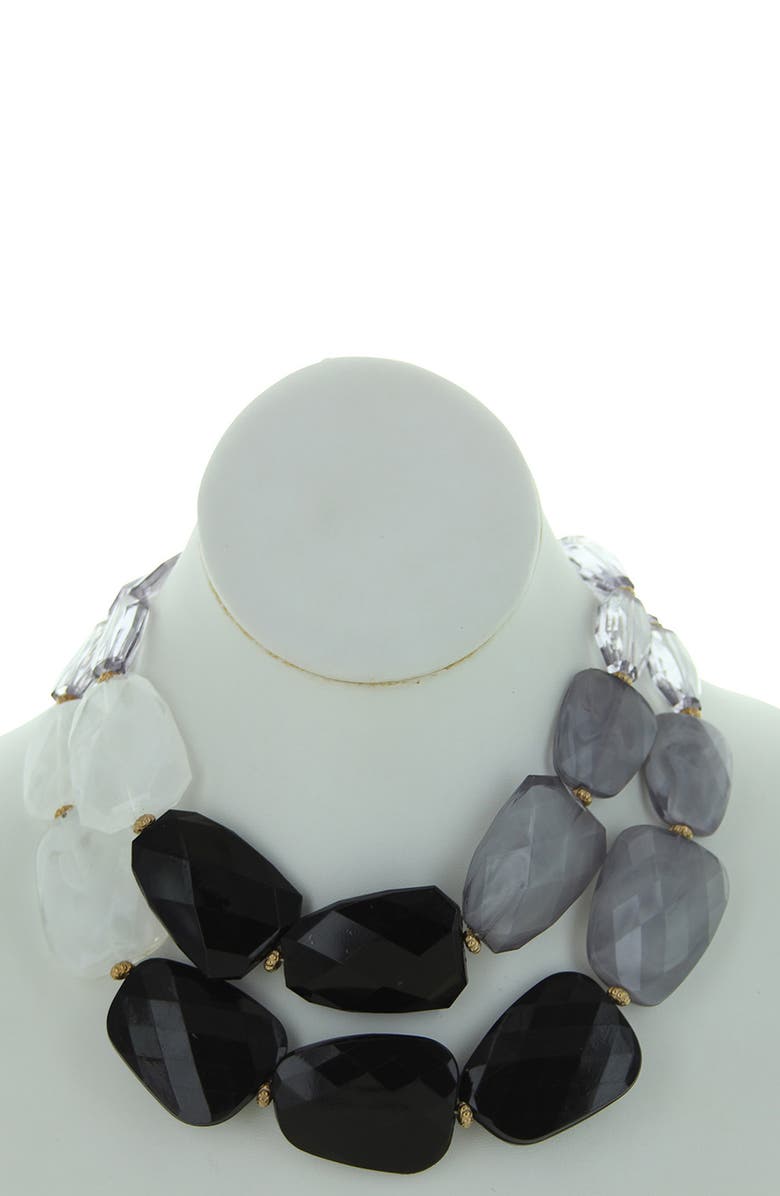 OLIVIA WELLES Riva Statement Earrings & Bib Necklace Set, Main, color, Black