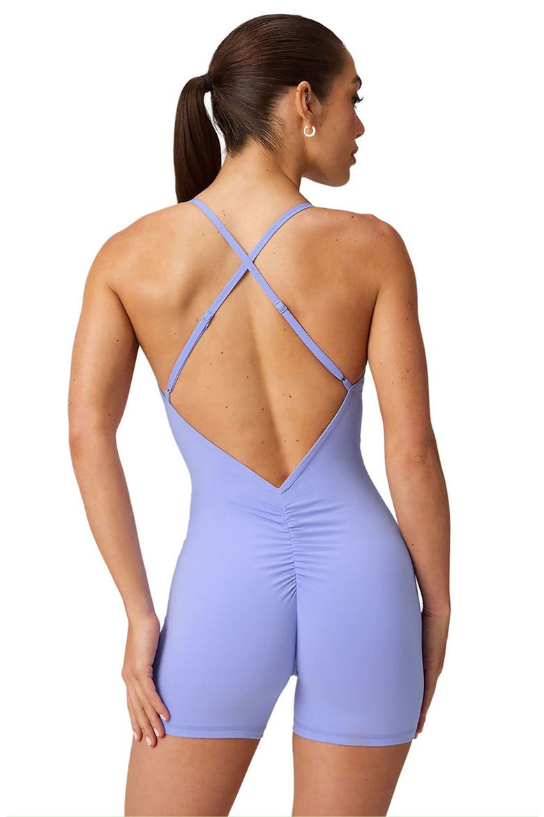 Women's Booty Scrunch PureLuxe V-Back Jumpsuit 4", Alternate, color, Moonlight Peri