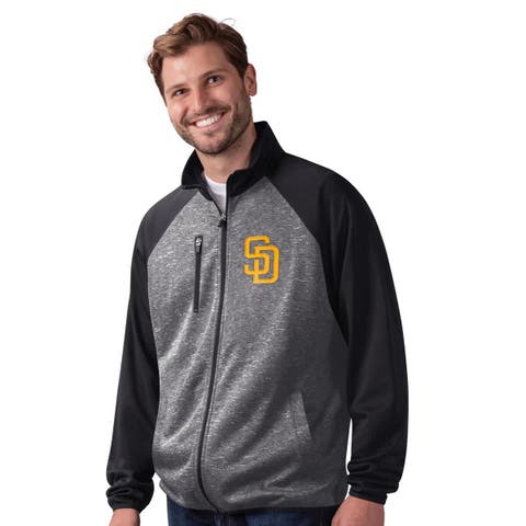 Men's G-III Sports by Carl Banks  Black San Diego Padres Runners Raglan Full-Zip Track Jacket