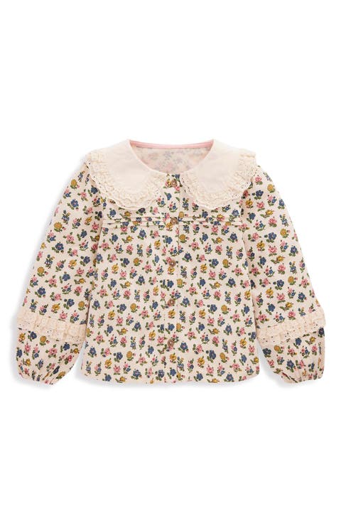 Kids' Broderie Collar Cotton Jersey Top