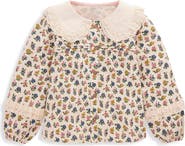 Mini Boden Kids' Broderie Collar Cotton Jersey Top
