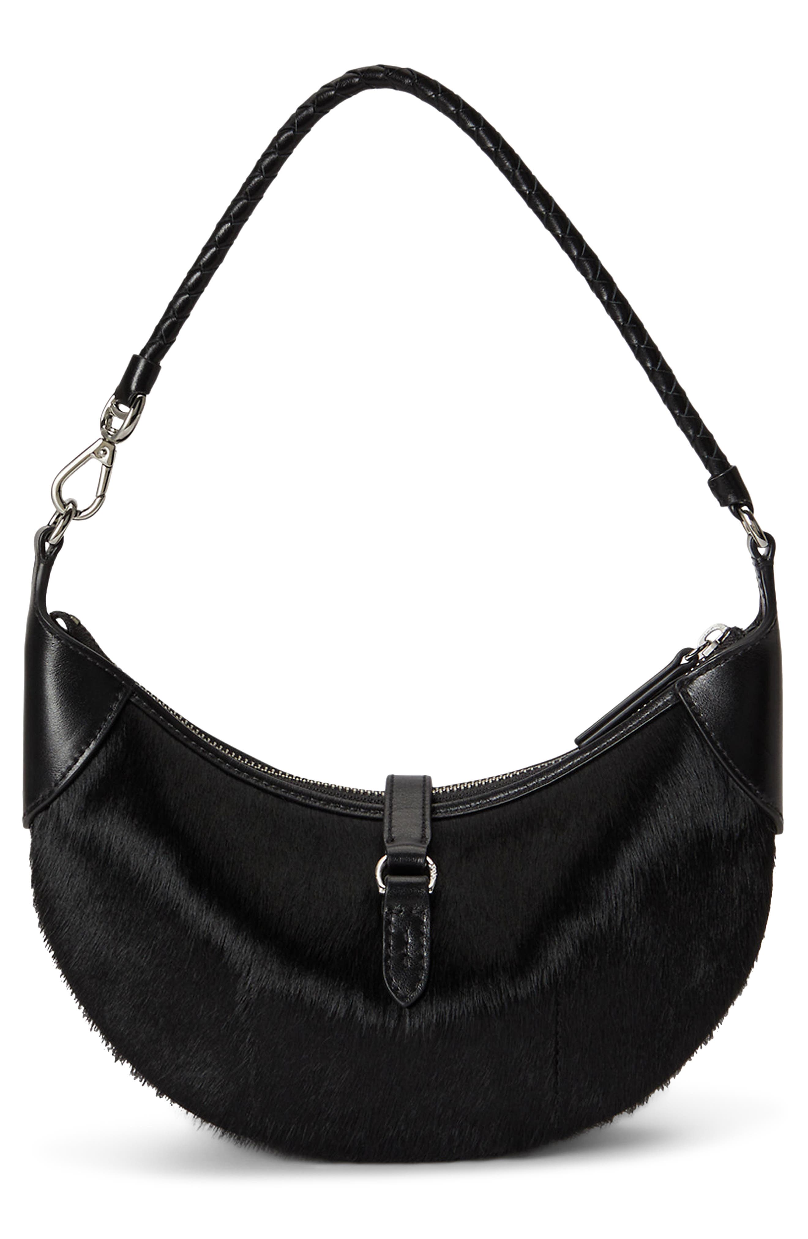 ID Mini Genuine Calf Hair Shoulder Bag, Alternate, color, BLACK