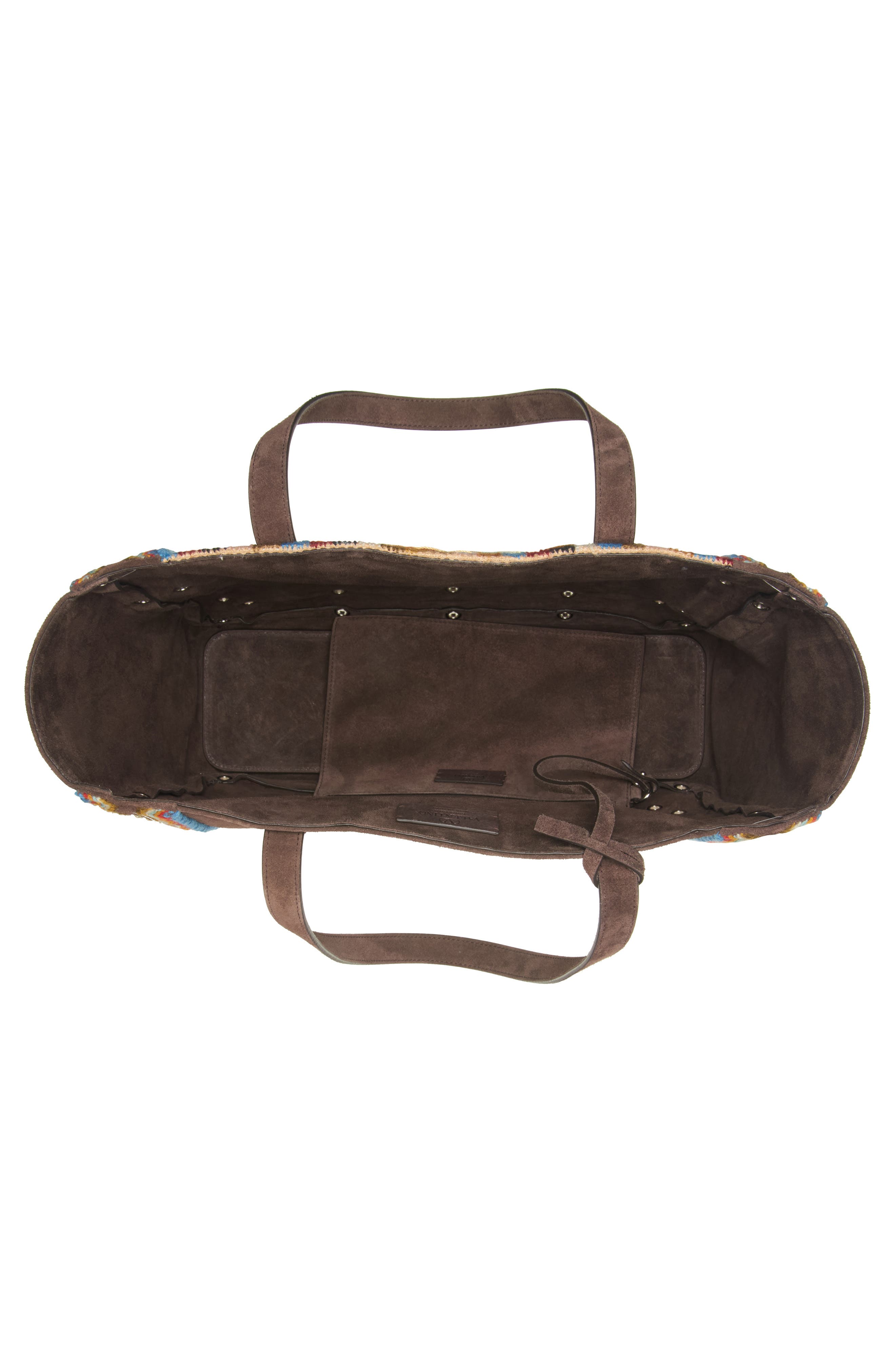 Valentino Garavani Large Nellcôte Embroidered Tote, Alternate, color, Brown Multi