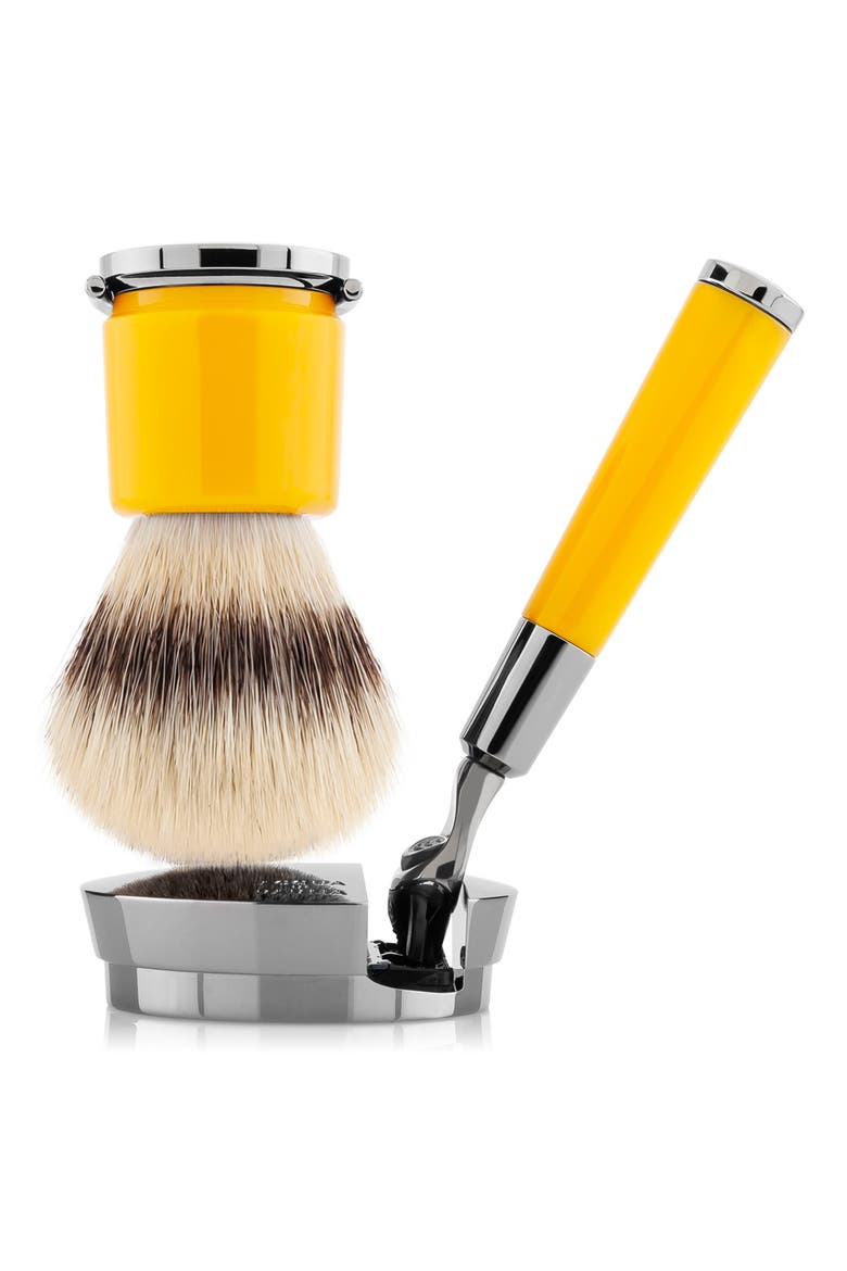 Barbiere Yellow Razor, Brush & Stand Set, Main, color, NO COLOR