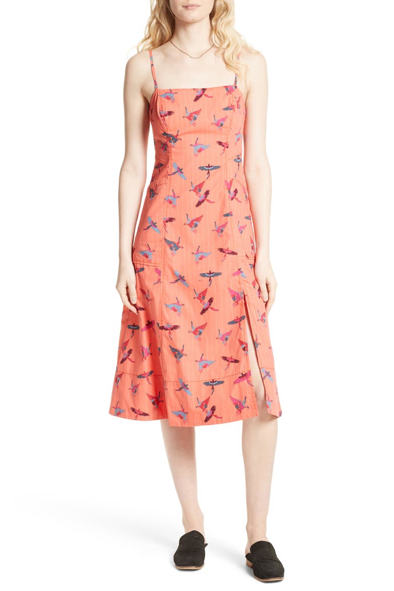 Sunshine of Your Love Cotton Midi Dress, Main, color, RED COMBO