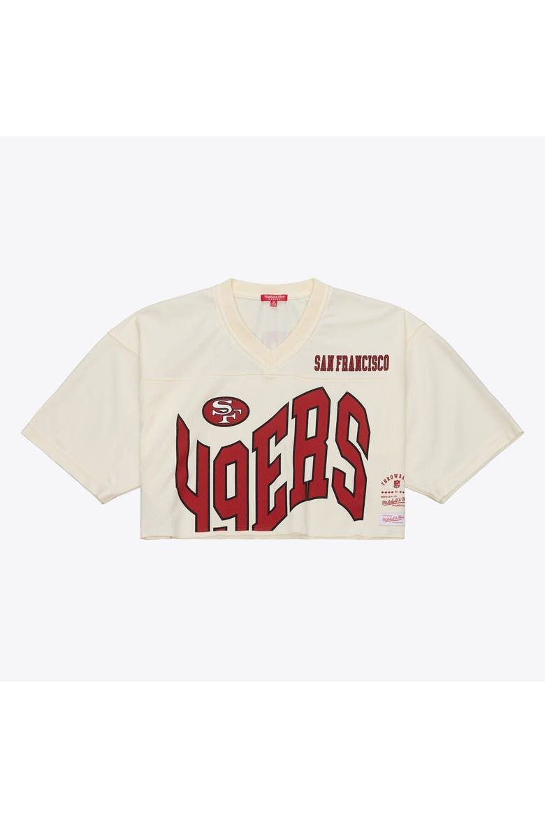 Women's Mitchell & Ness Jerry Rice Cream San Francisco 49ers Retired Player Cropped Fashion Jersey, Alternate, color, Cream